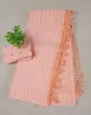 Peach Color Striped Soft Silk Saree with Designer Tassel Border & Sequin Work Blouse – Party & Festive Wear
