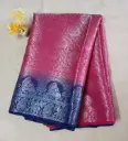 Radiant Pink & Royal Blue Zari Border Fancy Pattu Saree