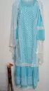 Blue Embroidered Cotton Salwar Suit Set with White Lace Detailing – XXL