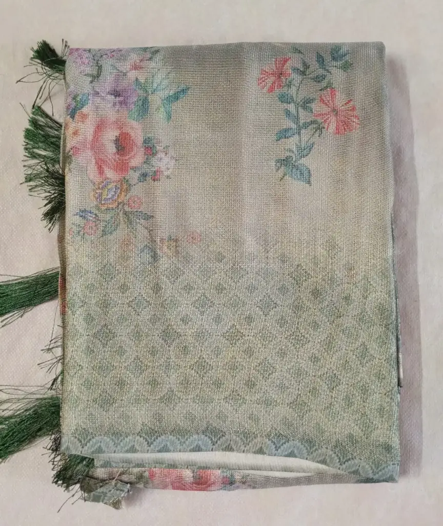 Floral Digital Printed Mint Green Kota Saree 