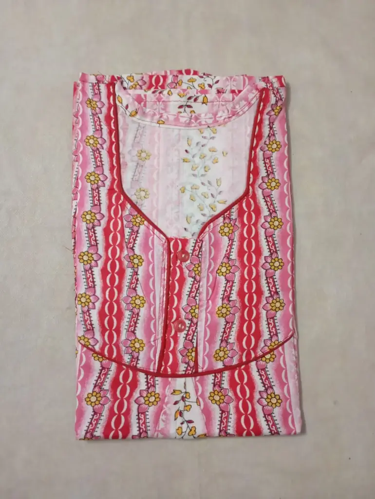 Cotton Pink Floral Nighty - free size