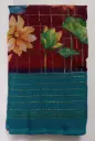 Maroon and Green Floral Fancy Saree