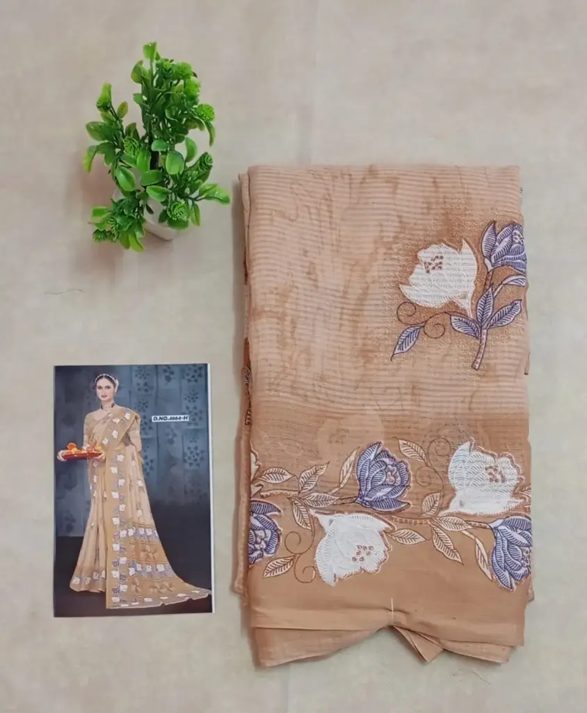 Soft And Light Weight Orange Dola Silk Saree