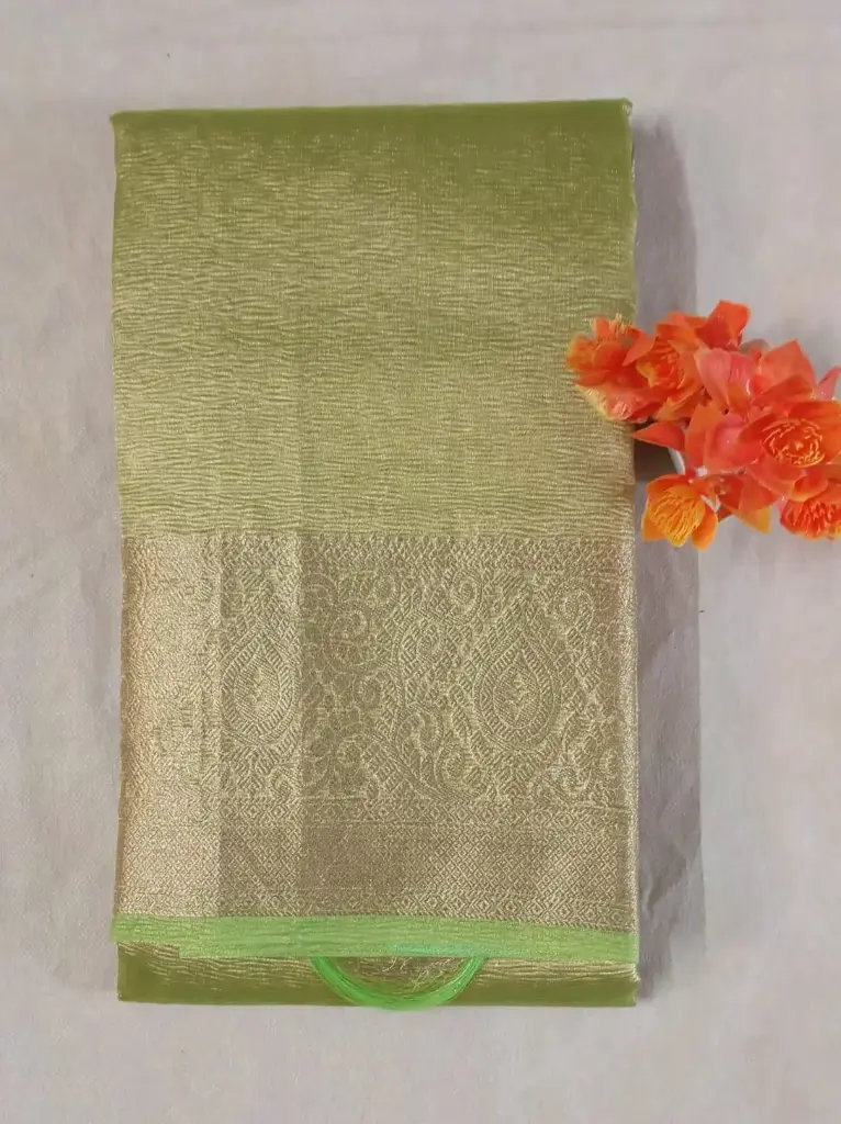 Light Green Crushed Tissue Saree