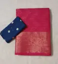 Radiant Pink Fancy Pattu Saree With Contrast Blouse