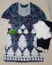 Navy Blue Embroidered Salwar Suit Set with Floral Thread Work 