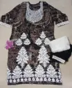 Brown Embroidered Salwar Suit Set with Floral Thread Work