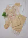 Light Cream Embroidered Salwar Suit Set With Lace Detailing