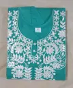 Sky Blue Cotton Kurti with White Embroidery