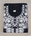 Black Cotton Kurti with White Embroidery