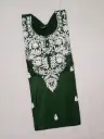 Dark Green Cotton Kurti with White Embroidery