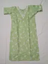 Soft Green Cotton Printed Kurti With V-Neck Line