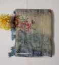 Pastel Color Digital Floral Printed Crushed Tissue Saree