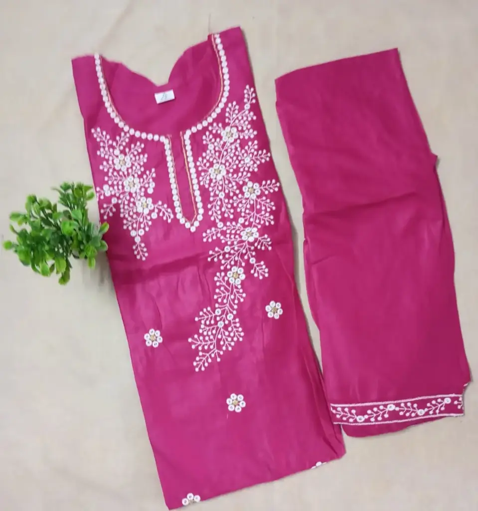 Graceful Pink Embroidered Cotton Floral Salwar Suit