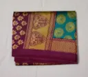 Maroon & Blue Korean Silk Saree with Zari Border