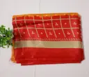 Yellow & Red Korean Silk Saree with Zari Border