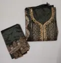 Dark Green Embroidered Georgette Salwar Suit with Intricate Neck and Sleeve Work