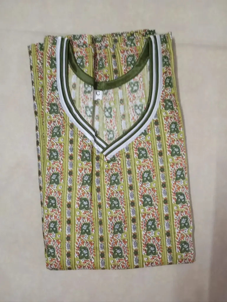 Green Color Kaftan Model Nighty 