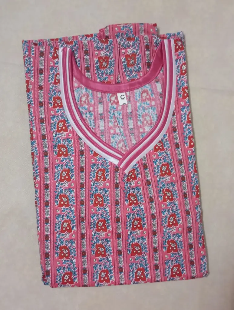Dark Pink Color Kaftan Model Nighty