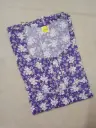 Purple & White Floral Printed Cotton Nighty