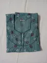 Pine Green Cotton Nighty With Long Sleeves