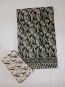 Dark Green Color Floral Print Cotton Saree With Blouse
