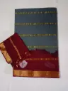 Grey and Purple Handloom Cotton Saree with Golden Zari Border & Tie-Dye
