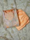 Elegant Orange Embroidered Salwar Suit with Net Dupatta