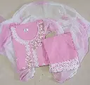 Floral Embroidered Cotton Pink Salwar Suite Set-XXL