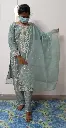 Light Peach Color Embroidered Organza Salwar Suit Set with Dupatta -XL Size