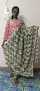 Stylish Peach Pink Embroidered Gharara Set with Multi-Color Zigzag Dupatta - XL size