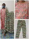 Stylish Peach Pink Embroidered Salwar Suit Set with Multi-Color Zigzag Dupatta - XL Size