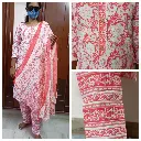Women’s Cotton Kurta Set with Dupatta | Pink & White Floral Print | 