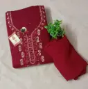 Rich Maroon Embroidered Jam Cotton Dress Material with Sequin Detailing 