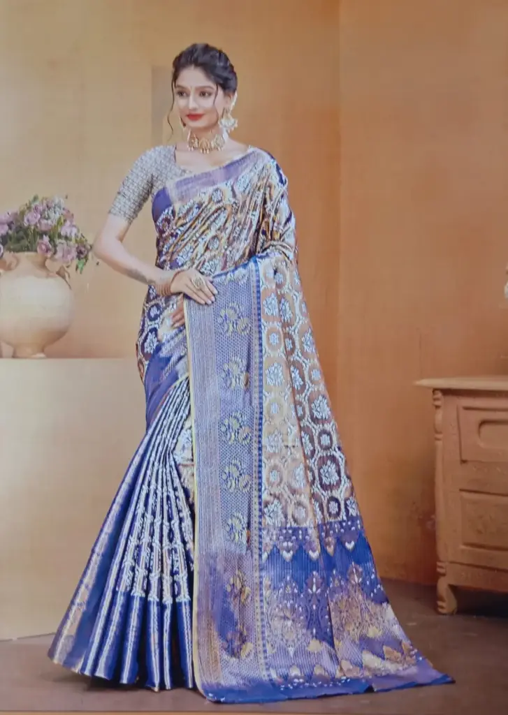 Royal Blue Designer Saree with Intricate Golden Zari Weaving