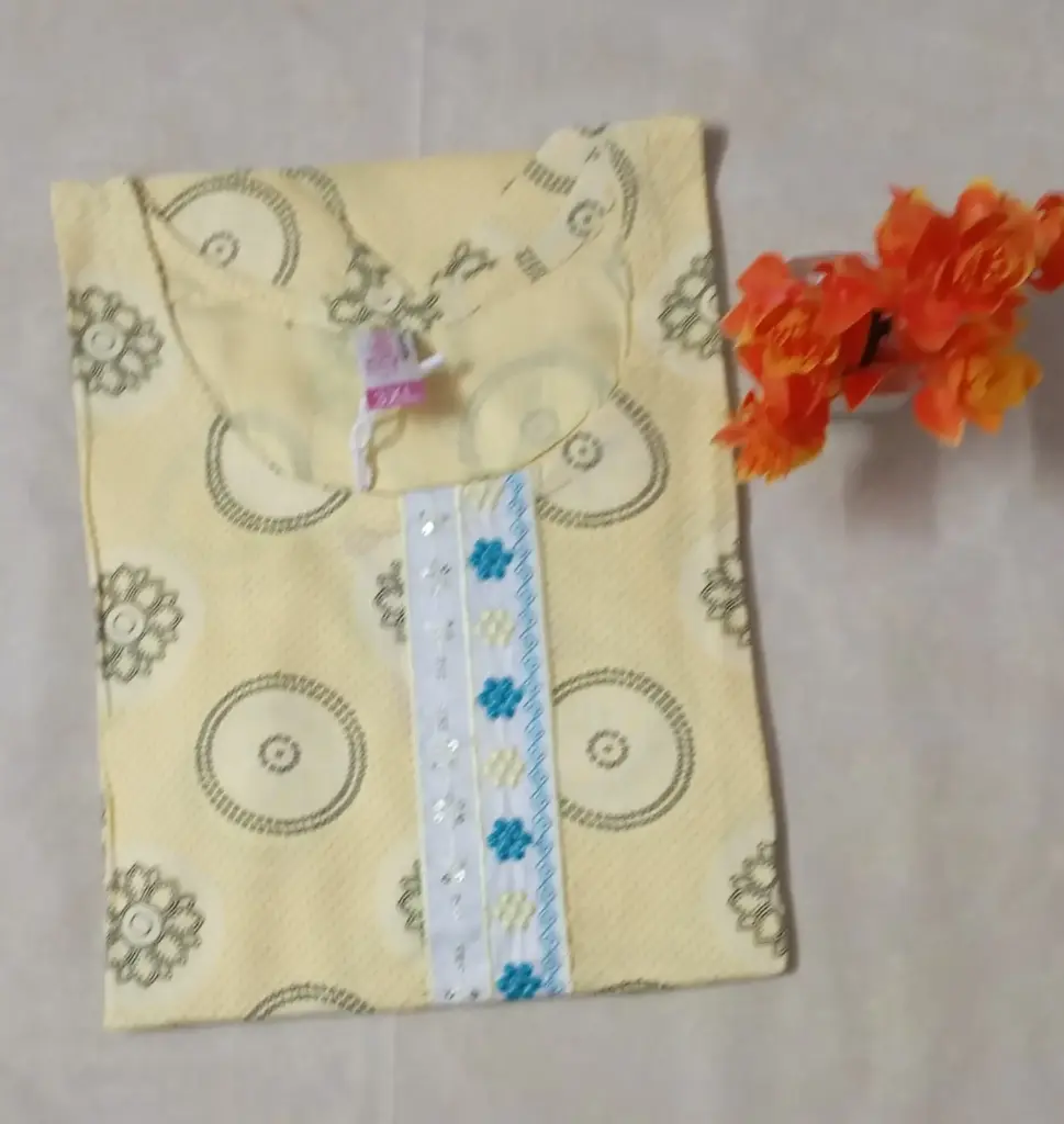 Light Yellow Cotton Printed Kurti