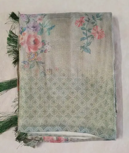 Floral Digital Printed Mint Green Kota Saree 