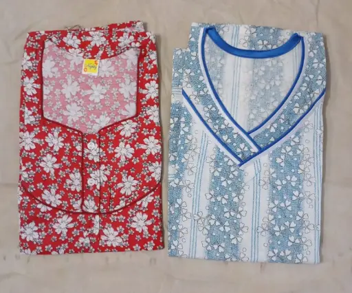 Combo of 2 Cotton Flroal Nighties - free size
