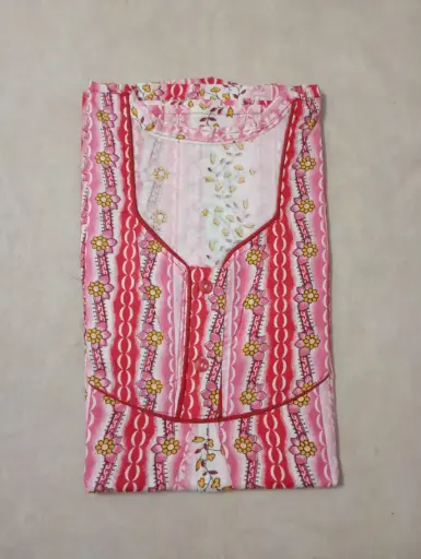 Cotton Pink Floral Nighty - free size