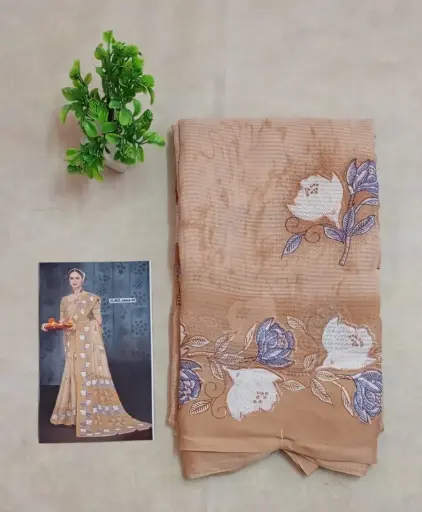 Soft And Light Weight Orange Dola Silk Saree