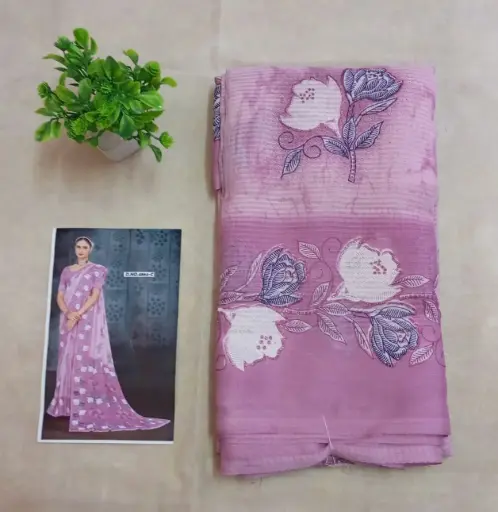  Soft And Light Weight Pink Dola Silk Saree