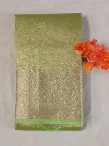 Light Green Crushed Tissue Saree