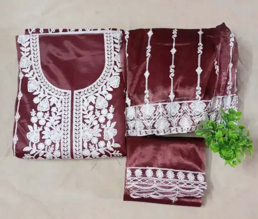 Heavy Embroidery  Designer Semi-Stitched Gharara  Set with Dupatta - Purple Color