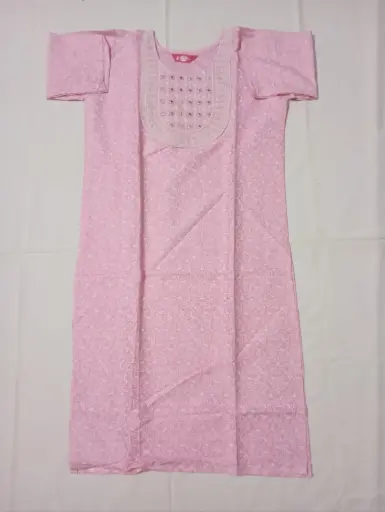 Soft Baby Pink Cotton Printed Kurti