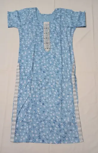 Sky Blue Cotton Printed Kurti