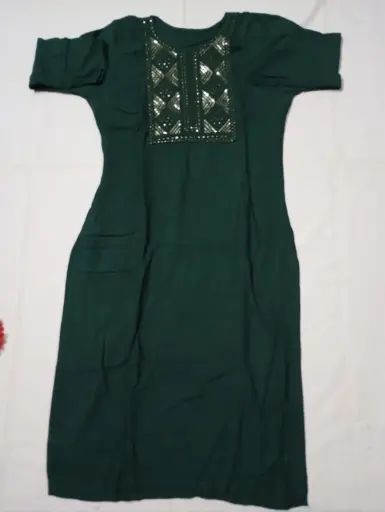 Dark Green Cotton Kurti 