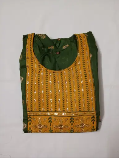 Dark Green & Mustard Color Umbrella Cut Top