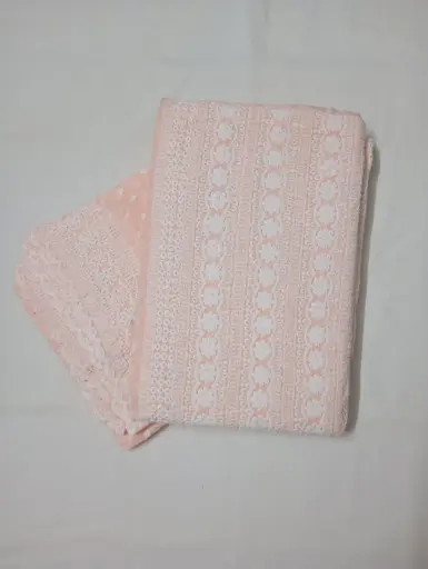 Soft Orange Cotton Chikankari Dress Material