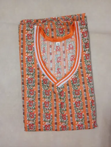 [JMWBKFTNITYORNG-0525225] Orange Color Kaftan Model Nighty