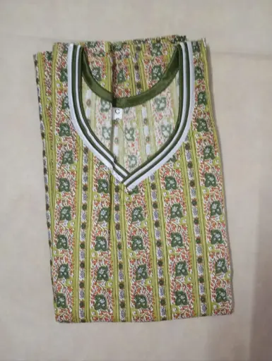Green Color Kaftan Model Nighty 